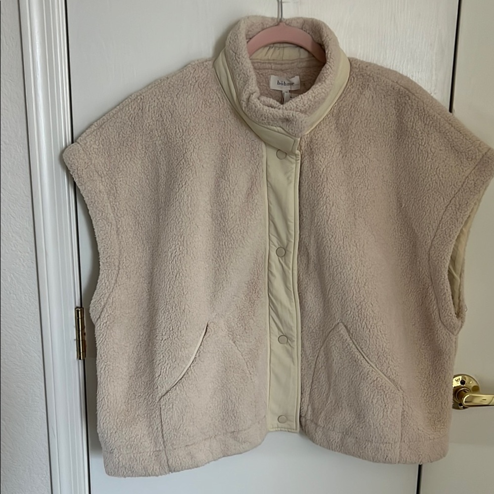 Women's Cream Fleece Vest